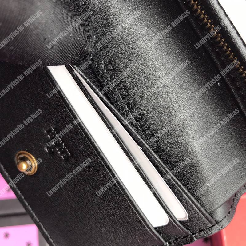 G*u*i queen margaret leather card case wallet black white