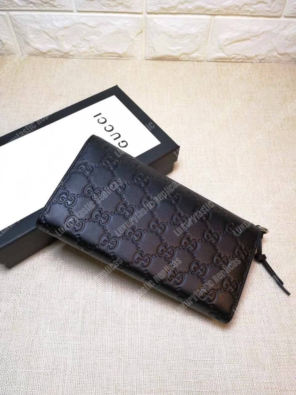 G*u*i gg bree G*u*issima leather flap wallet black