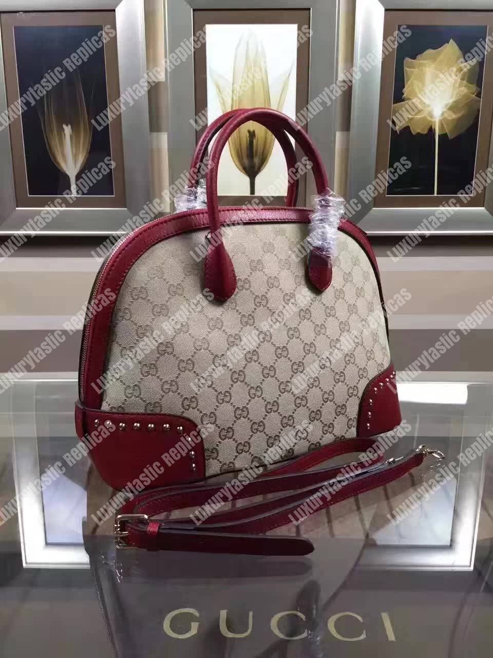 G*u*i gg canvas top handle bag red