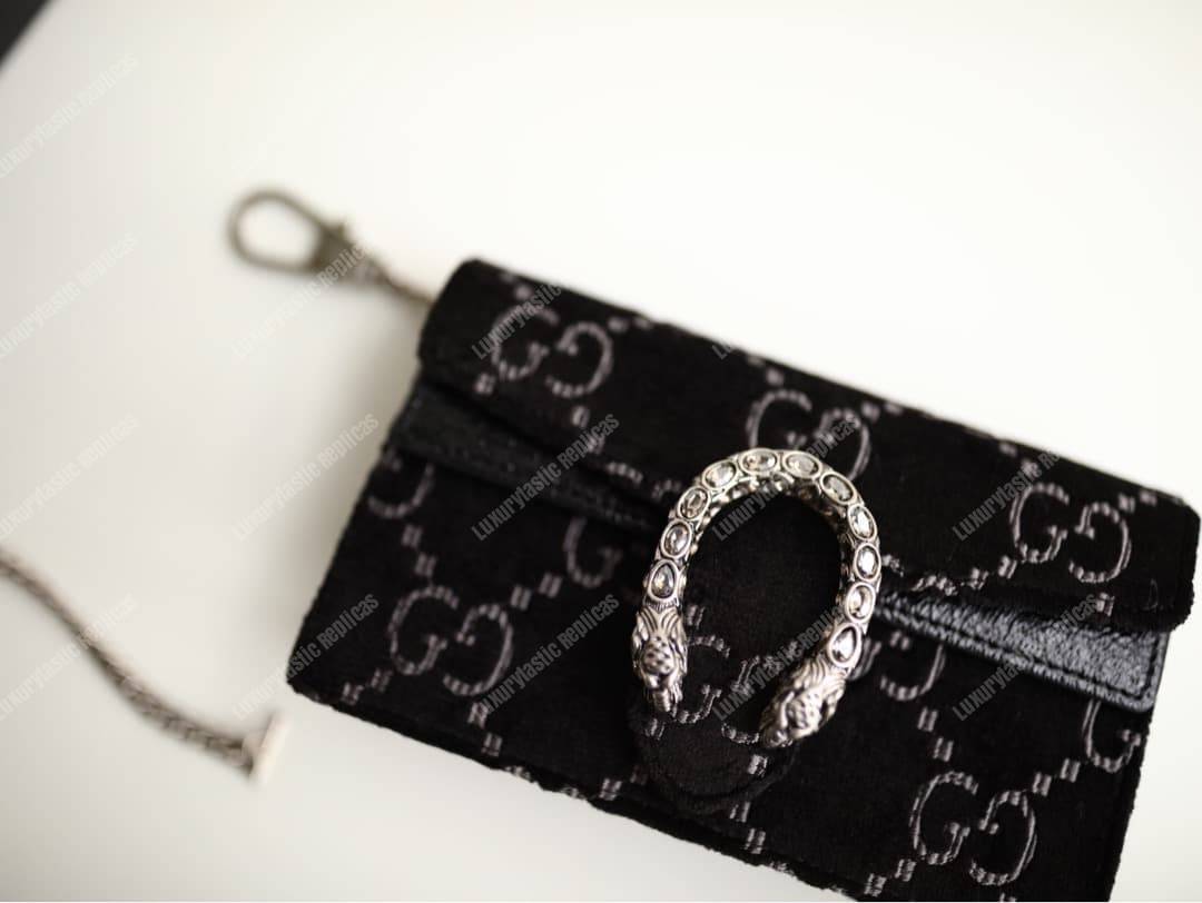 G*u*i dionysus gg velvet super mini bag black