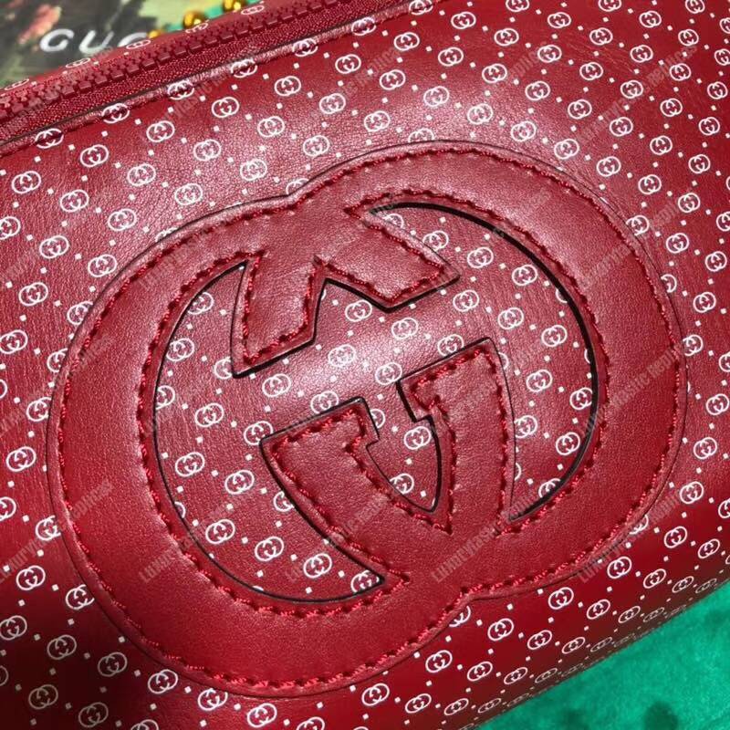 G*u*i G*u*i-dapper dan belt bag hibiscus red with white gg pattern