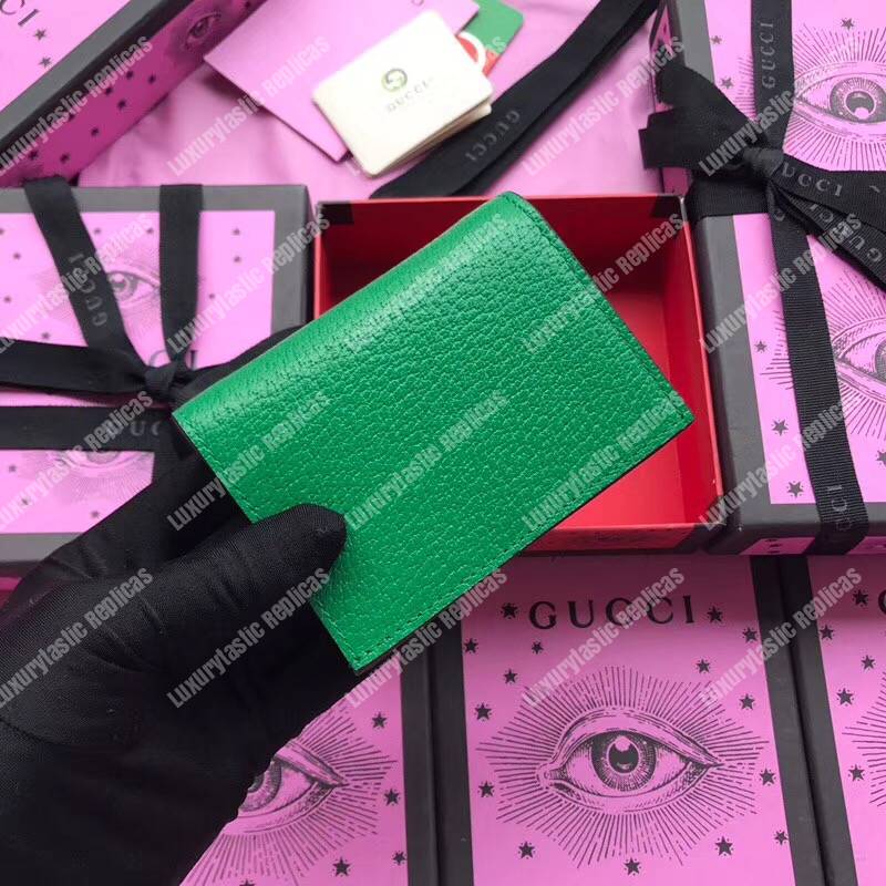 G*u*i embroidered leather card case green