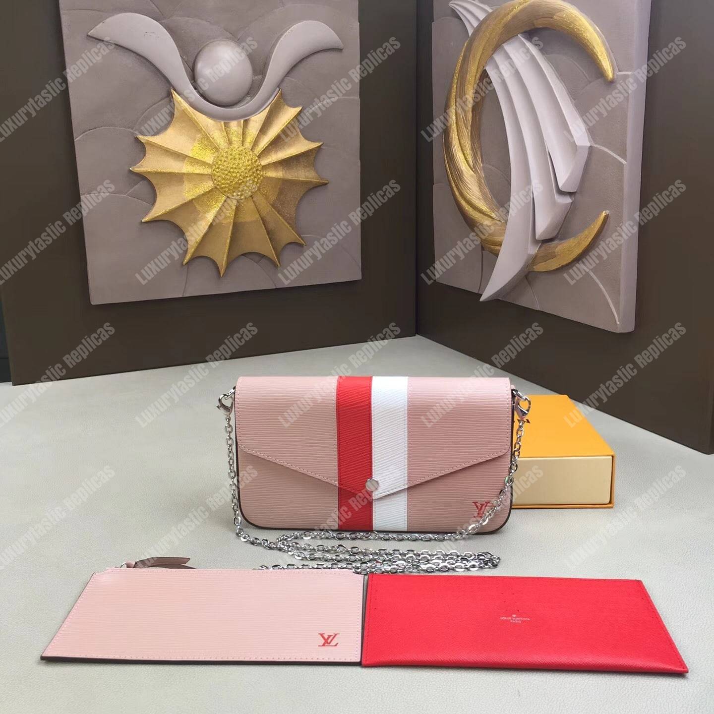 LV Pochette Felicie Epi Leather Rose Ballerine