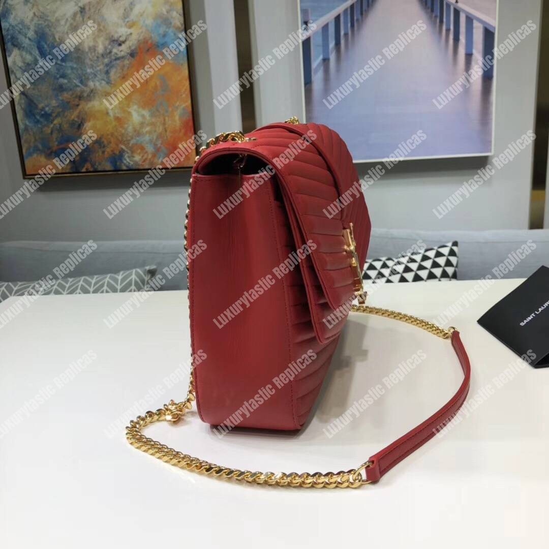 Saint Laurent Sulpice Medium In Matelassé Leather Eros Red