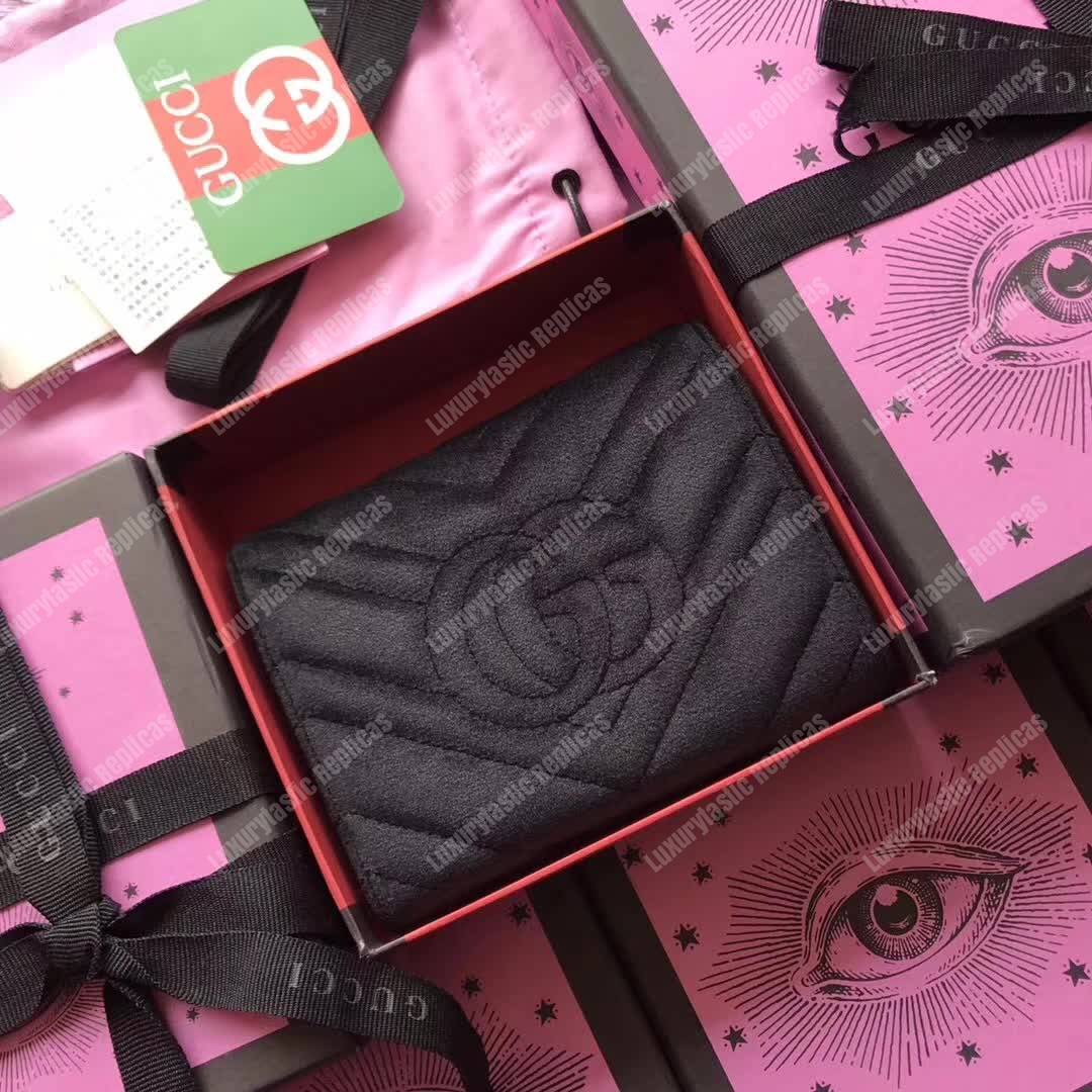 G*u*i gg marmont velvet flap wallet black