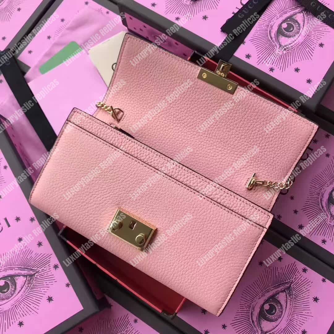 G*u*i padlock continental wallet pink