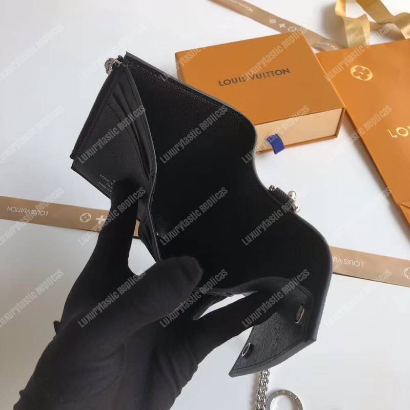 LV Rivets Chain Wallet Monogram Eclipse Canvas