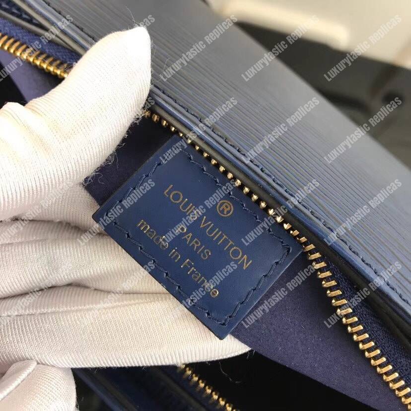 LV Soufflot Bag Black Epi Leather Blue