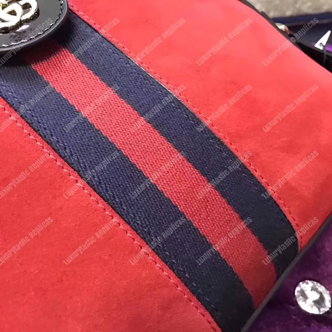 G*u*i ophidia small shoulder bag in hibiscus red suede