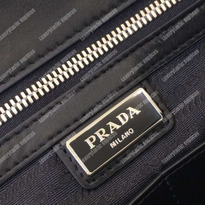 Pra*a saffiano leather work bag navy blue dark blue/grey crocodile insert