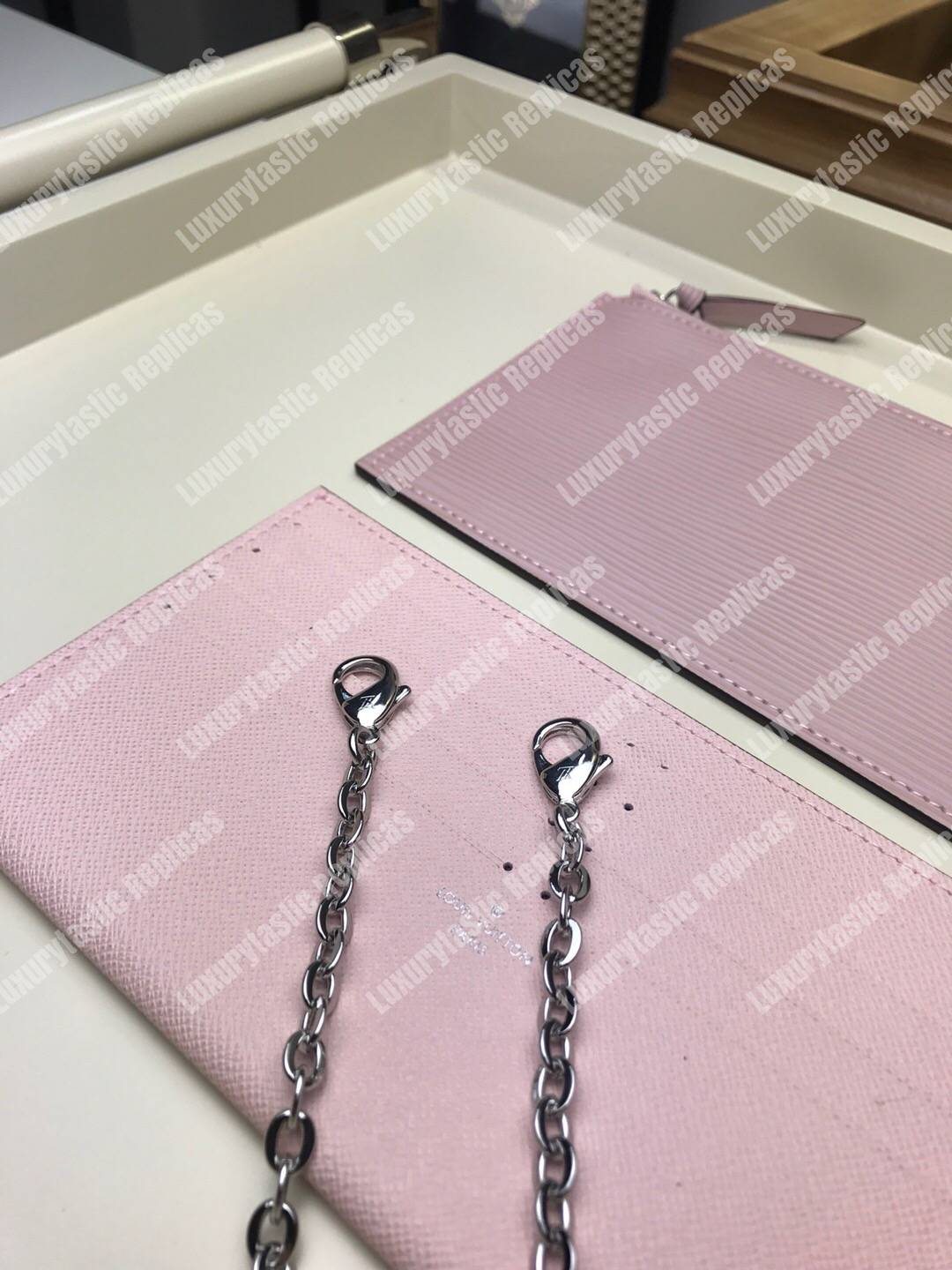 LV Pochette Felicie Epi Leather Rose Ballerine