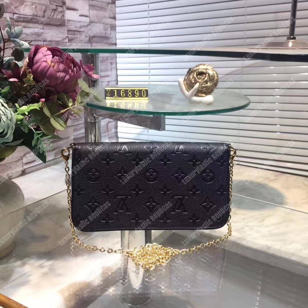 LV Pochette Felicie Bag Monogram Leather Noir