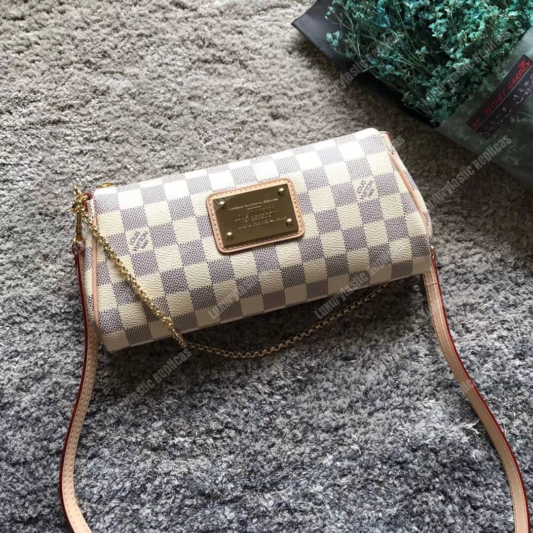LV Eva Clutch Damier Azur Canvas