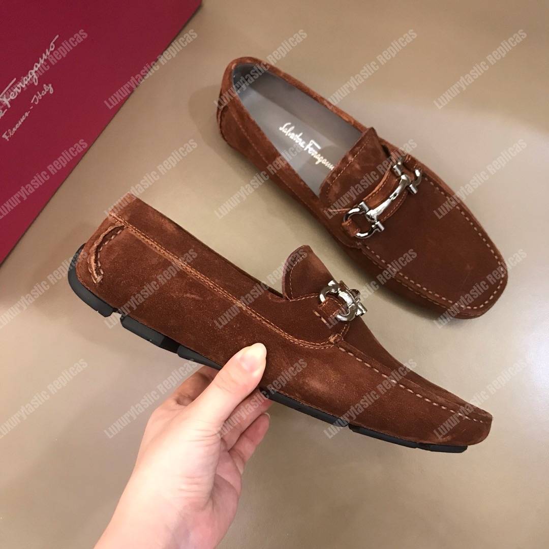 Salvatore Ferragamo Gancini Driving Shoe Brown