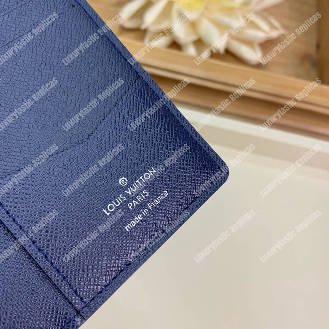 LV Pocket Organizer Epi Leather Marine Bleu Initals