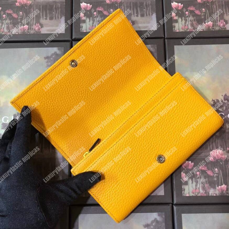 G*u*i garden leather continental wallet yellow with bat