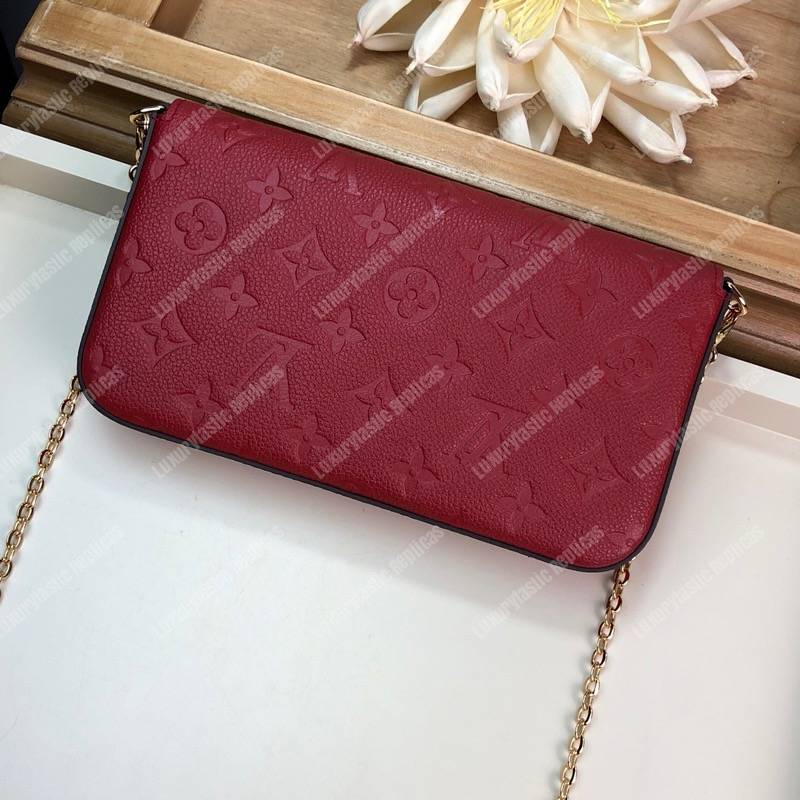 LV Pochette Felicie Monogram Empreinte Leather Cerise