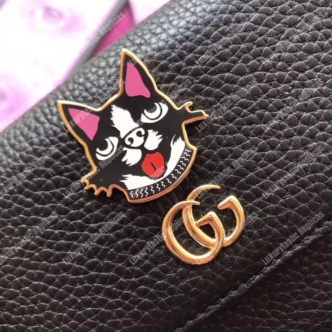 G*u*i leather wallet with bosco in black