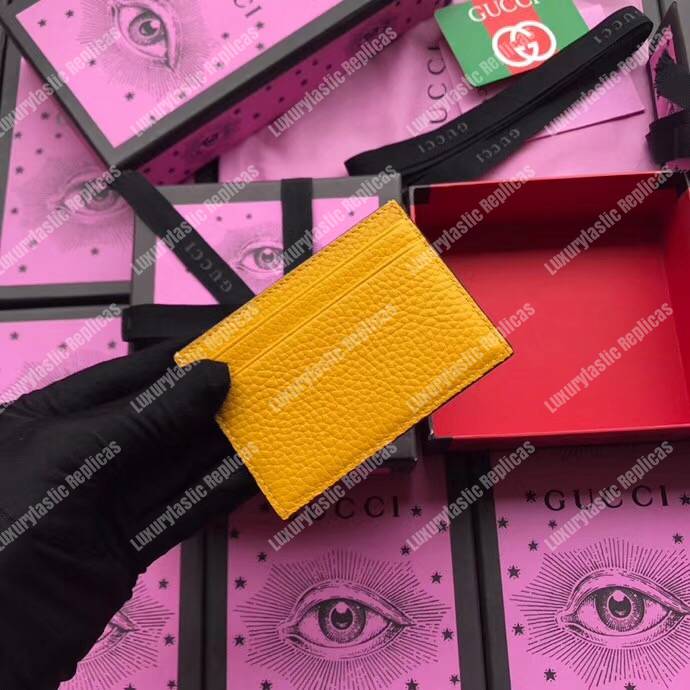G*u*i garden leather card case yellow with bat