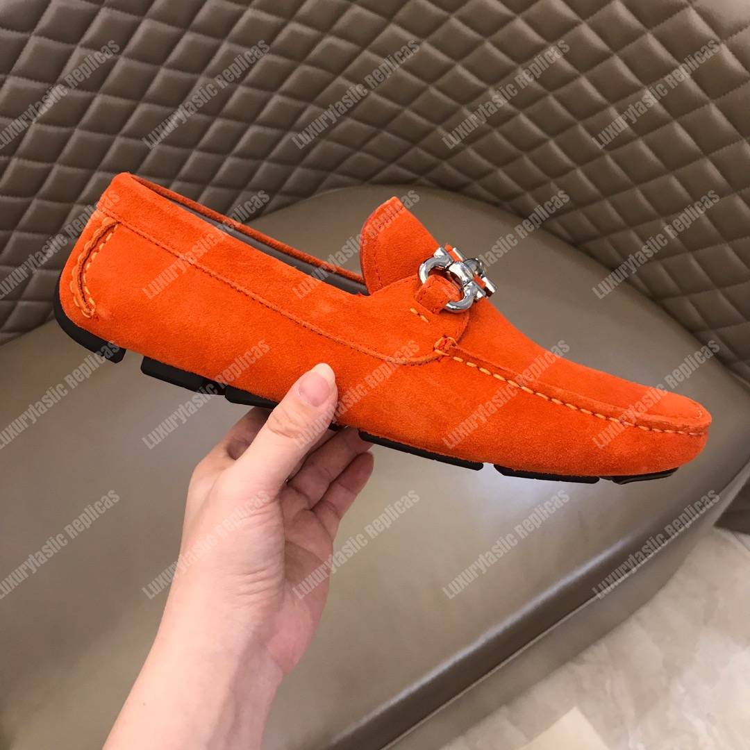 Salvatore Ferragamo Gancini Driving Shoe Orange