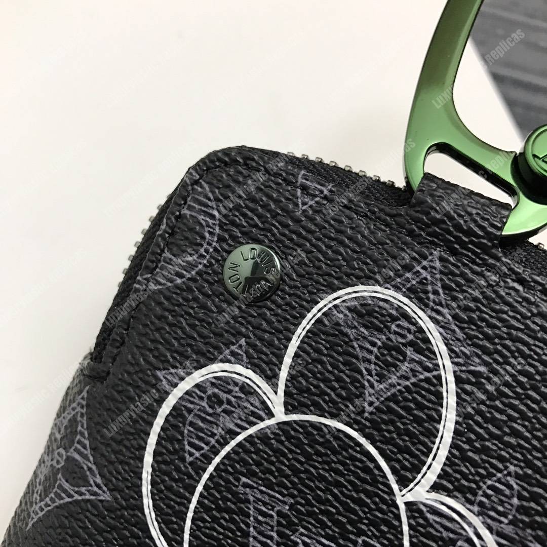LV Zip Key Ring Monogram Vivienne Eclipse Black