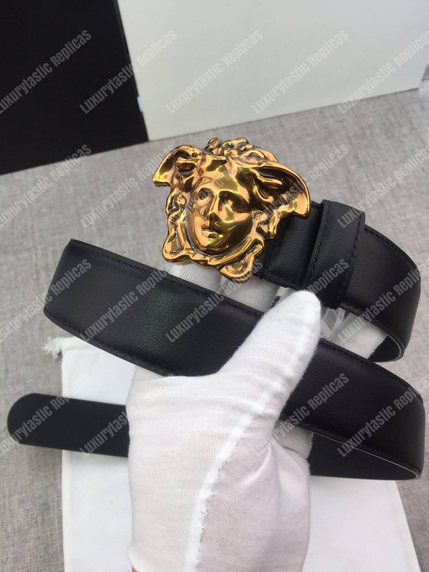 Versace Palazzo Belt with Brass Medusa Buckle
