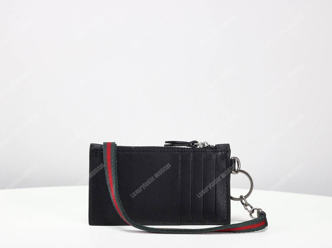 G*u*i wolf print gg sup*e card case keychain strap