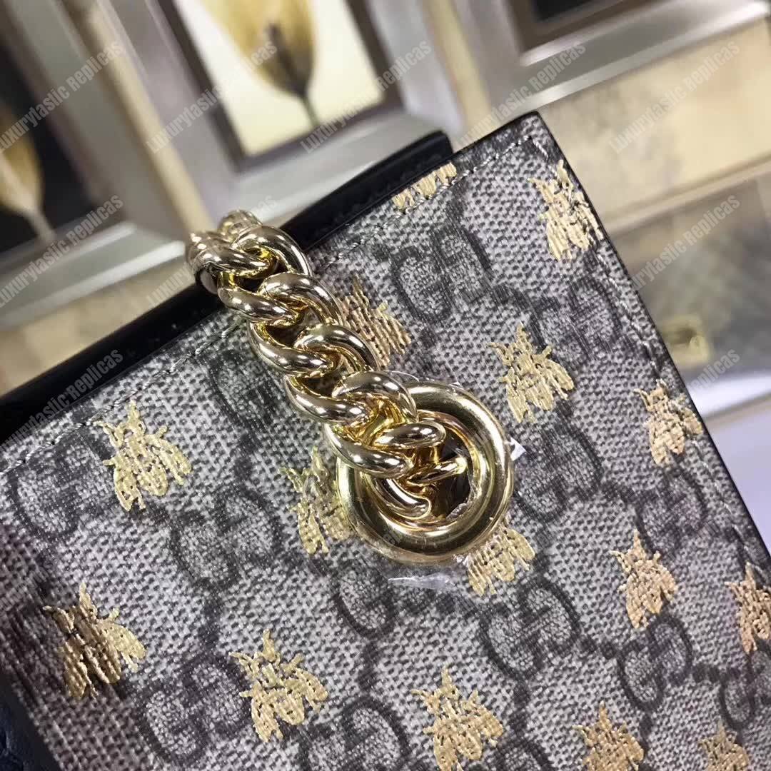 G*u*i padlock small gg bees shoulder bag black