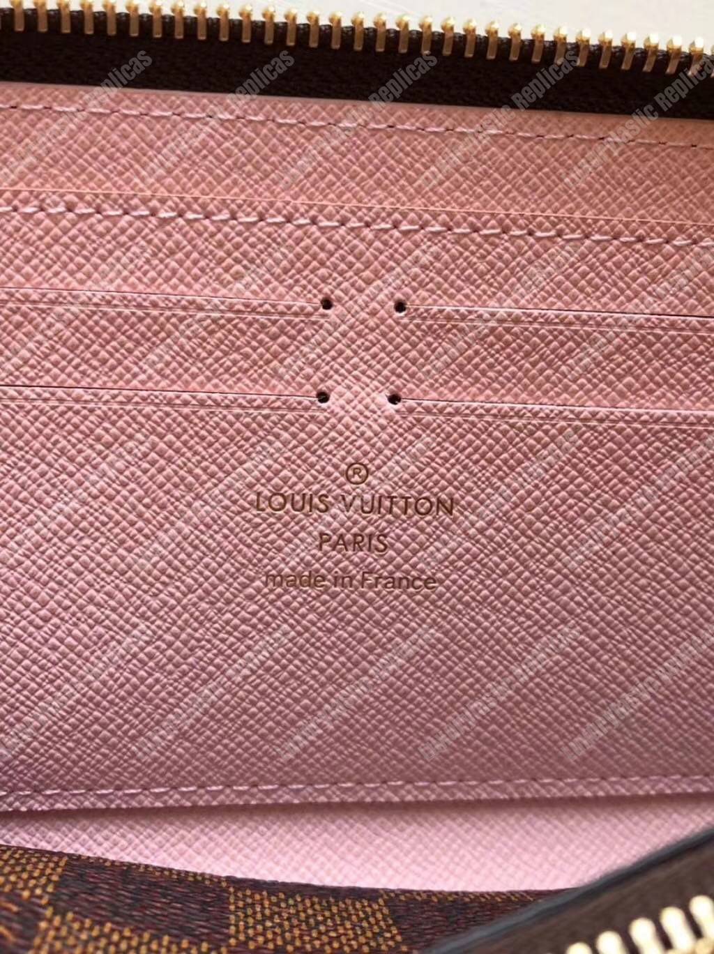 LV Clemence Wallet Damier Ebene Rose Ballerine