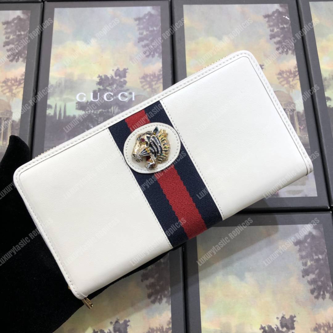 G*u*i rajah zip around wallet leather white