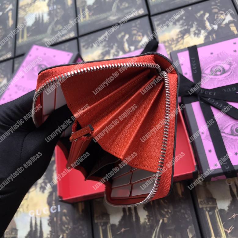 G*u*i stripe zip around leather wallet red