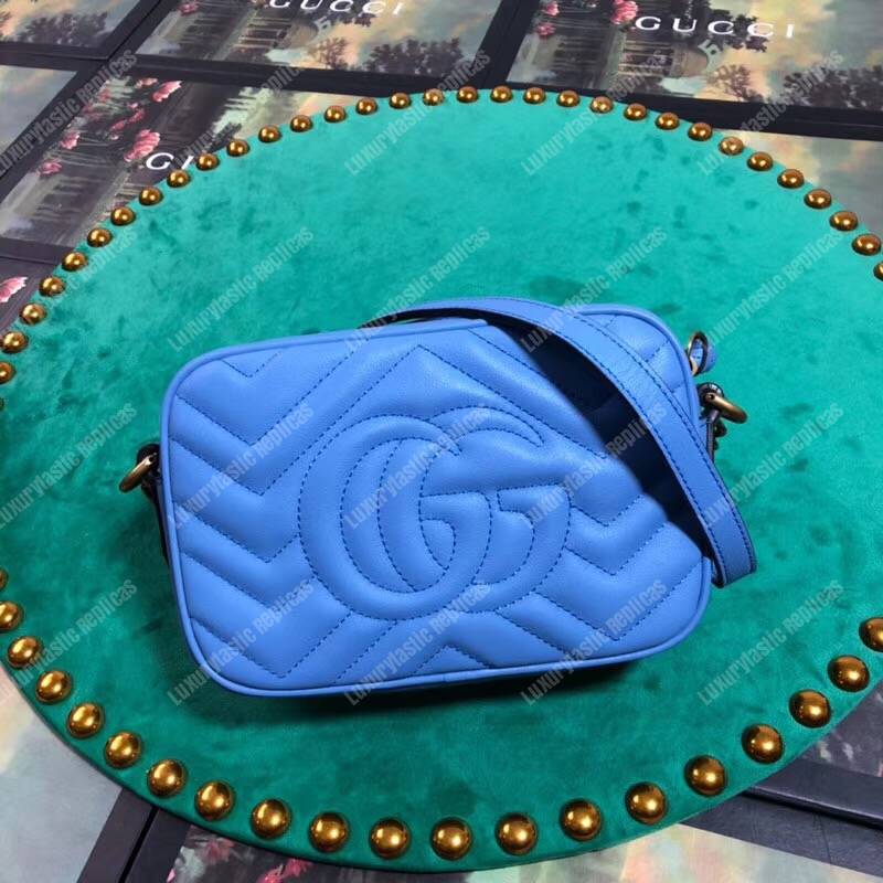 G*u*i gg marmont matelassé mini bag blue