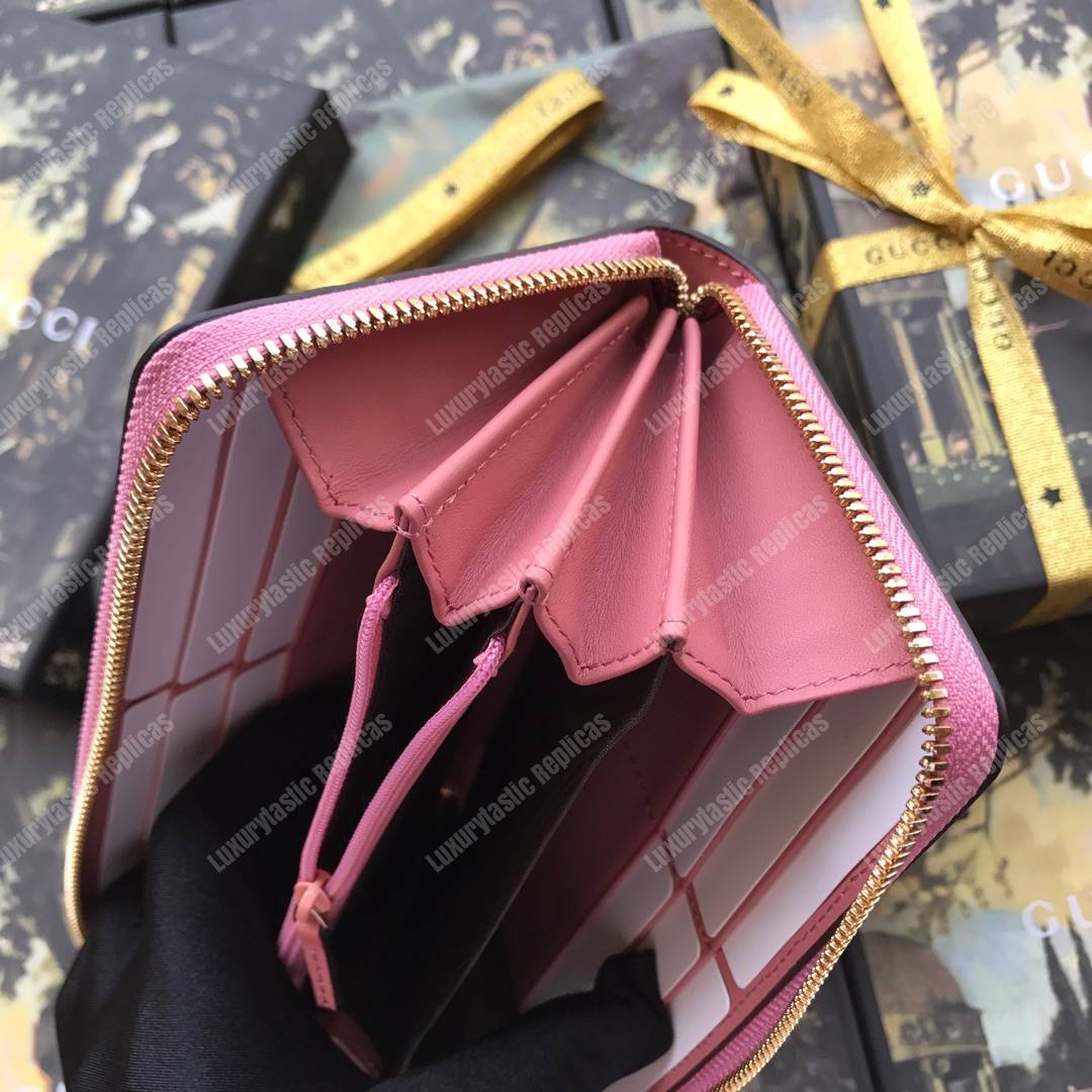 G*u*i signature zip around leather wallet pink