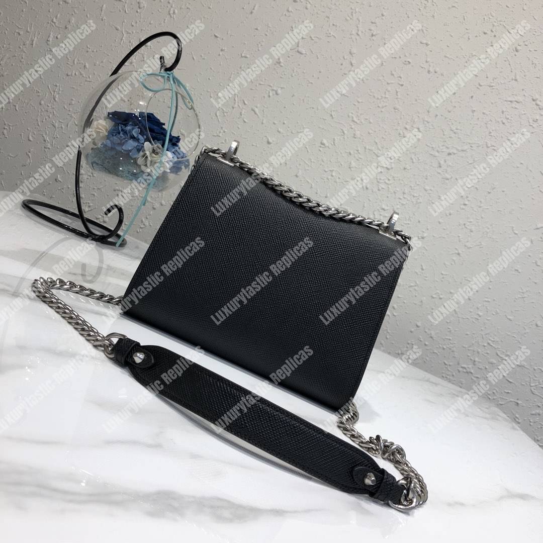 Pra*a monochrome saffiano leather bag black