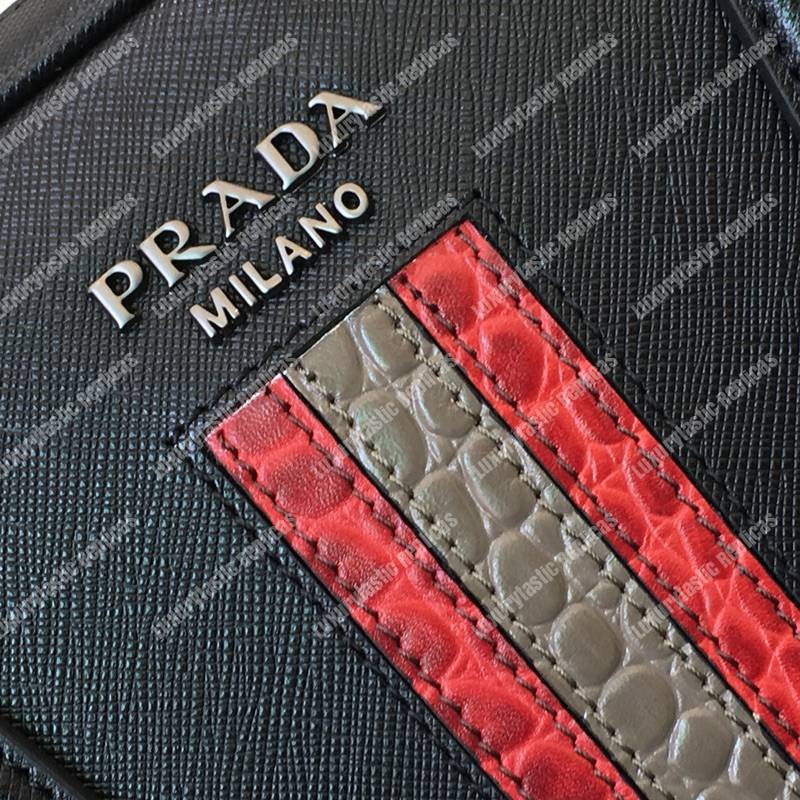 Pra*a saffiano leather work bag red
