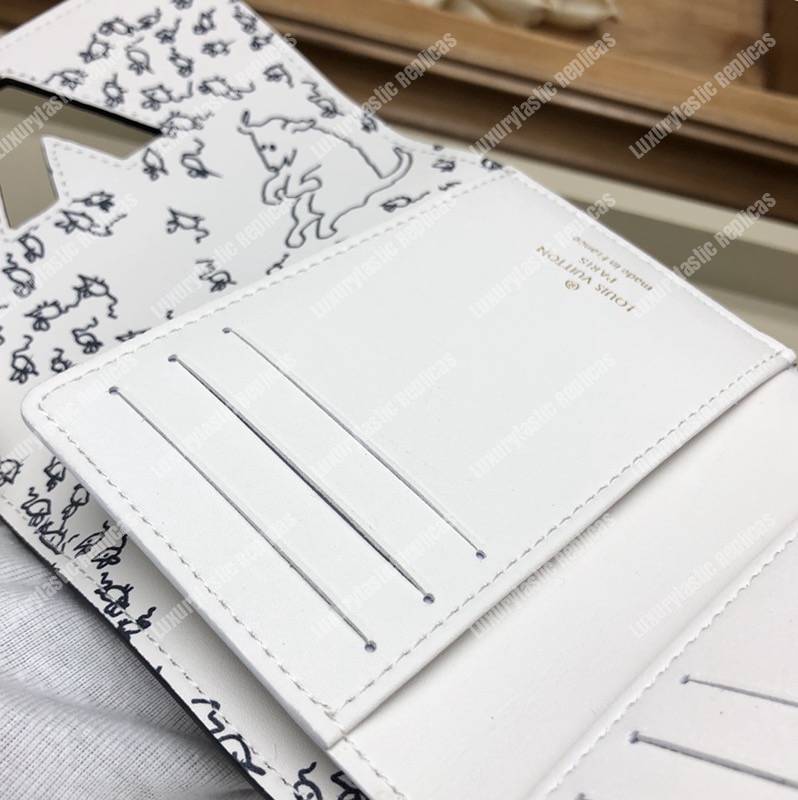 LV Twist Compact Wallet Catogram Dogs and Cats Black White