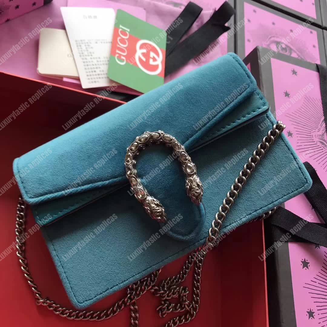 G*u*i dionysus suede super mini bag peacock blue