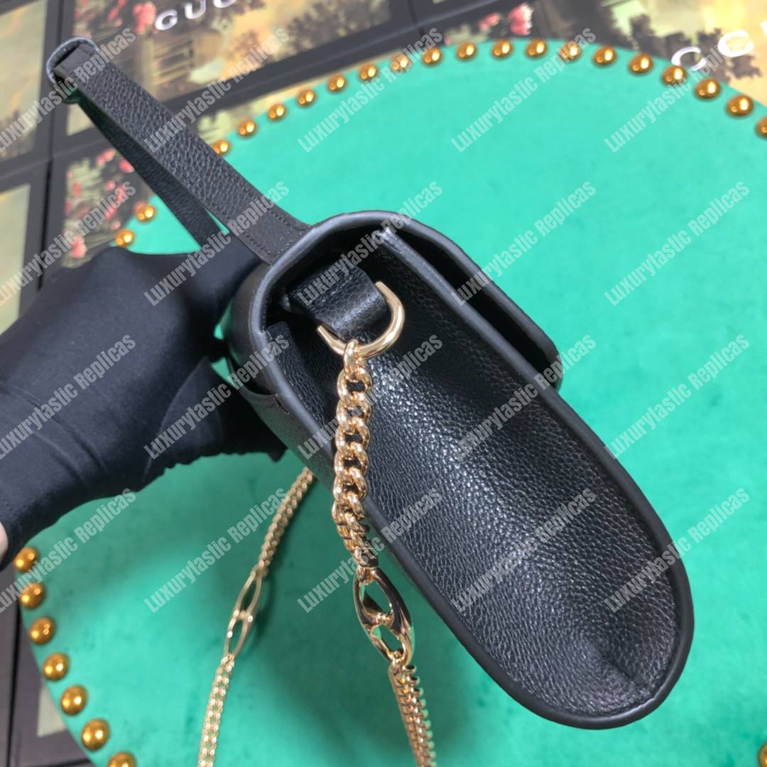 G*u*i zumi black smooth leather small shoulder bag