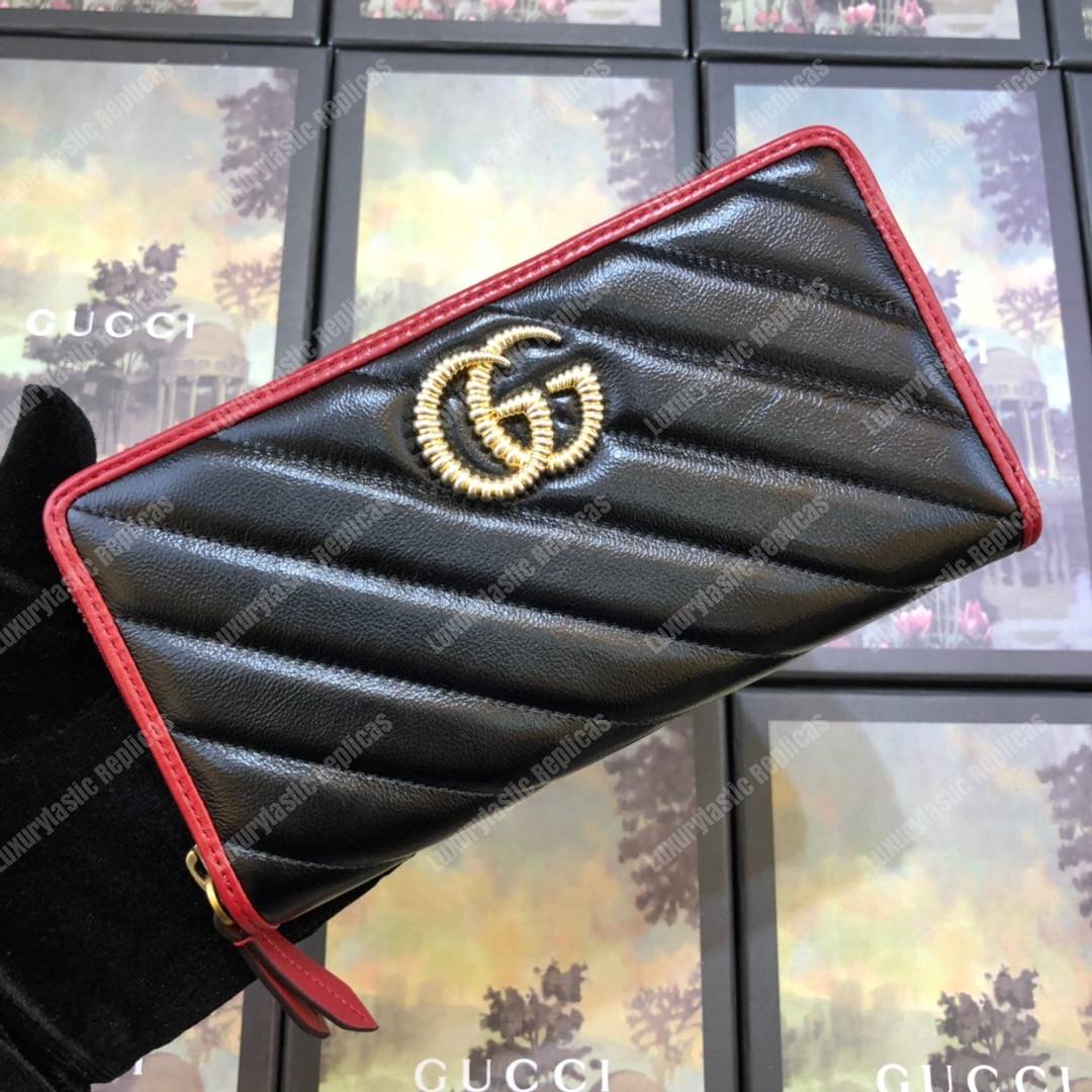 G*u*i gg marmont zip around wallet black matelassé