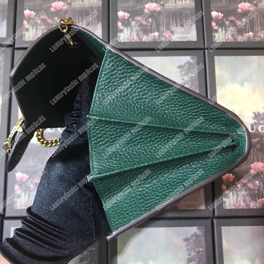 G*u*i calfskin garden dionysus chain wallet green with bat