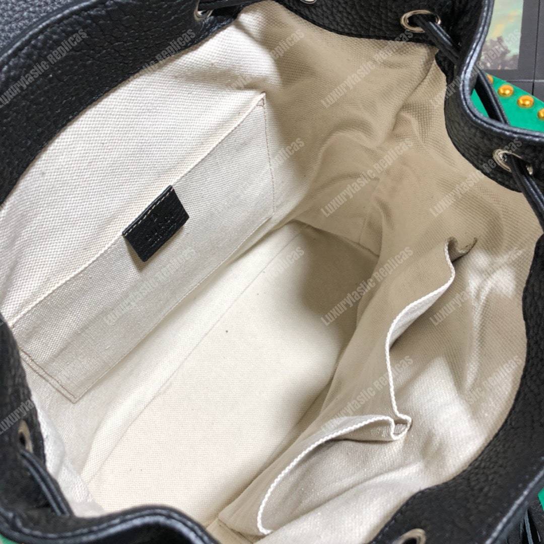 G*u*i leather bamboo tassel backpack black