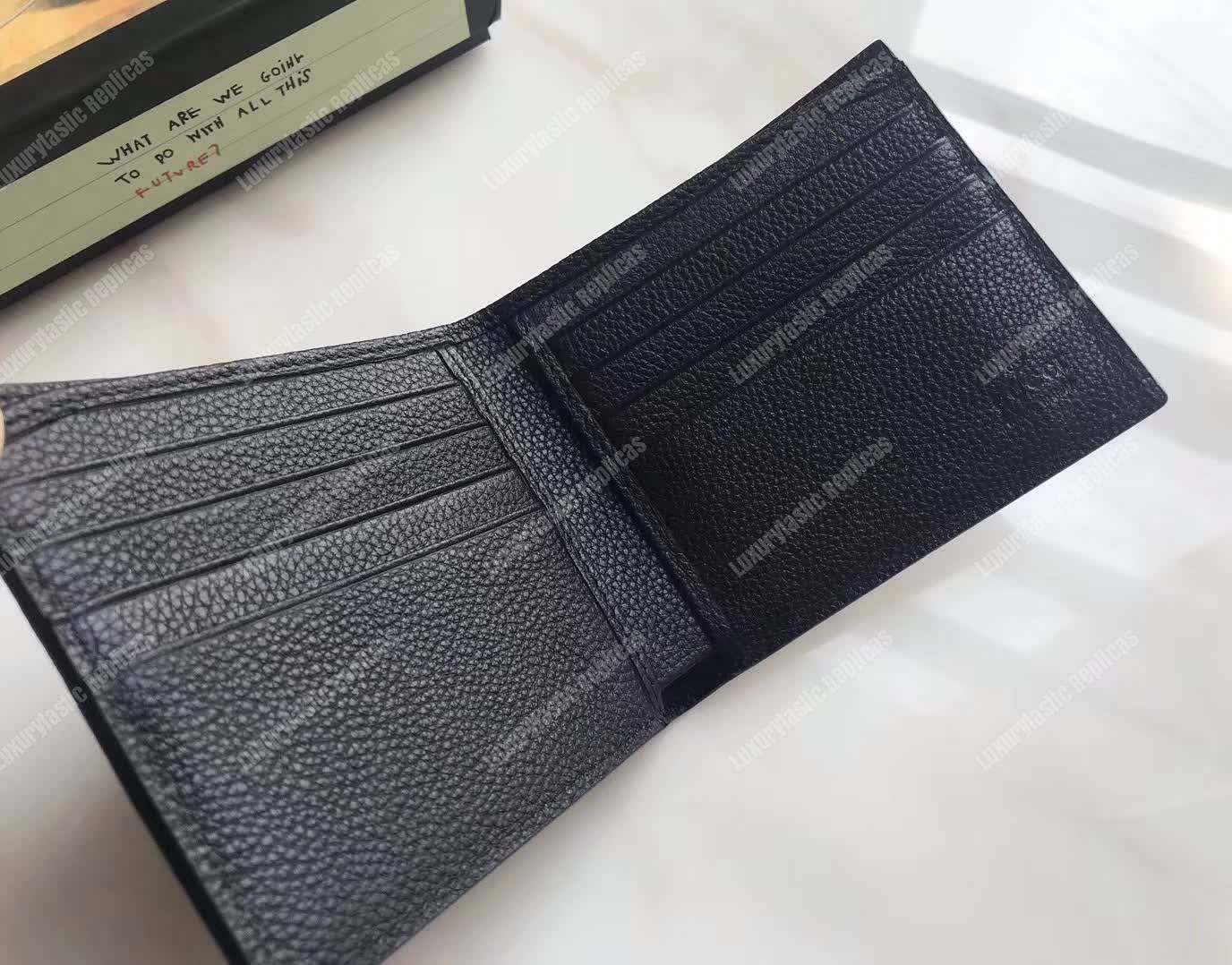 G*u*i print leather bi-fold wallet black