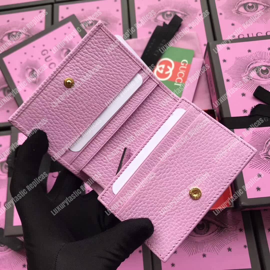 G*u*i leather card case with bosco pink