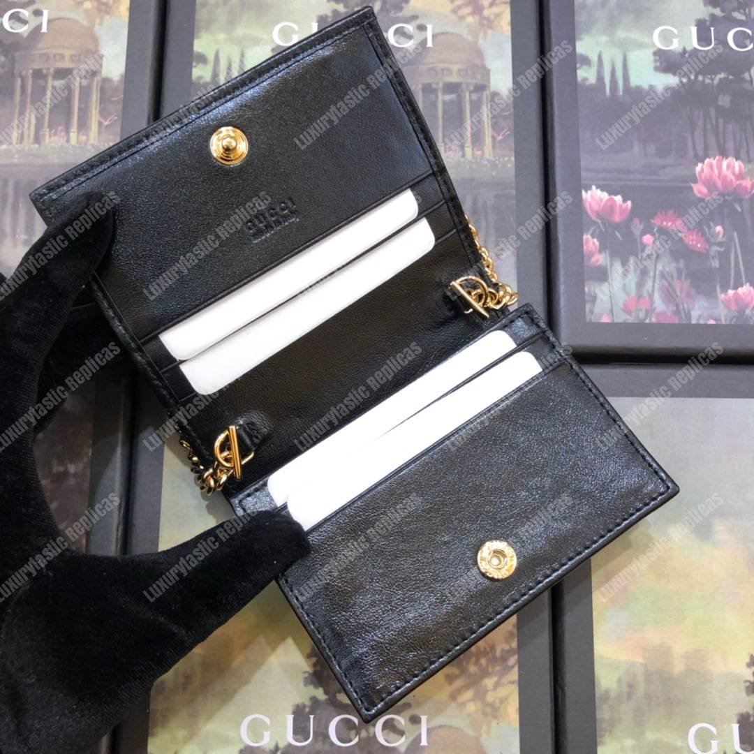 G*u*i rajah chain card case wallet black