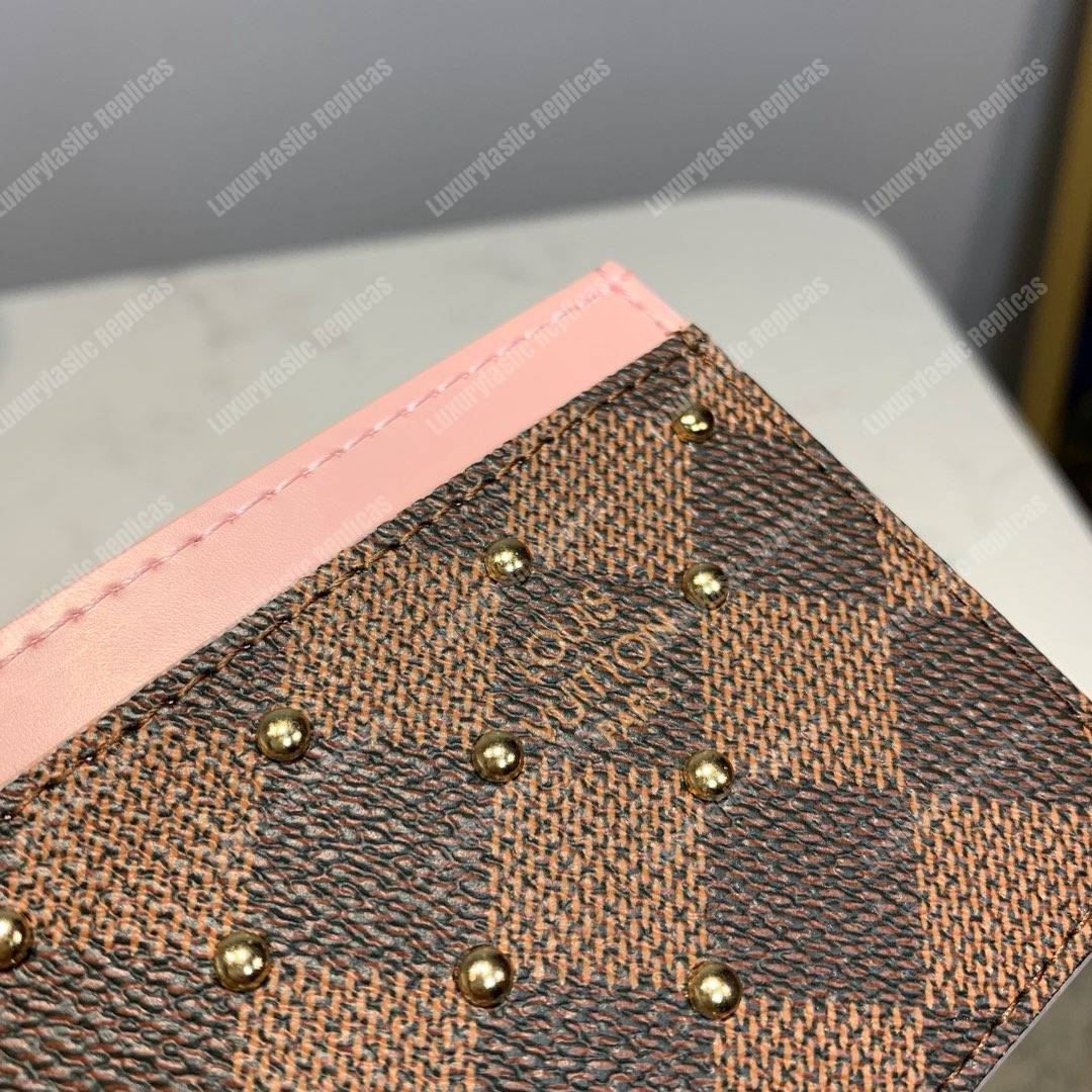 LV Card Holder Damier Ebene Rose Ballerine Pink