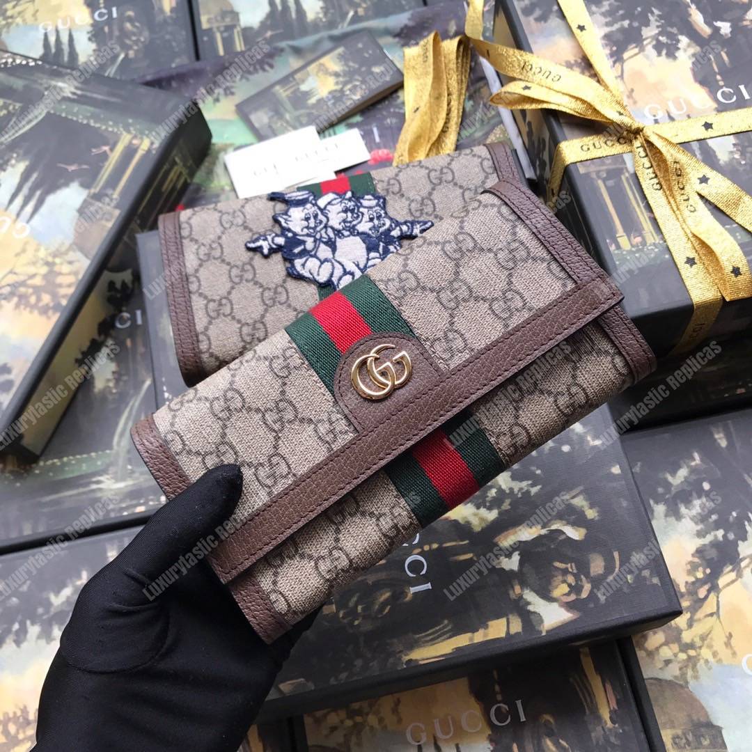 G*u*i ophidia gg continental wallet with three little pigs