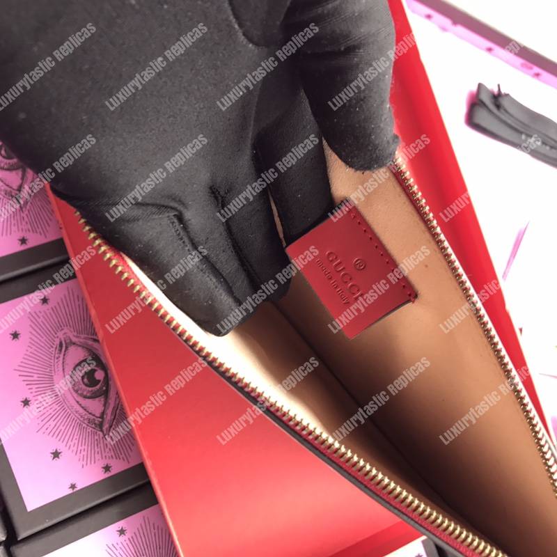 G*u*i bee leather pouch bag white/pink/red