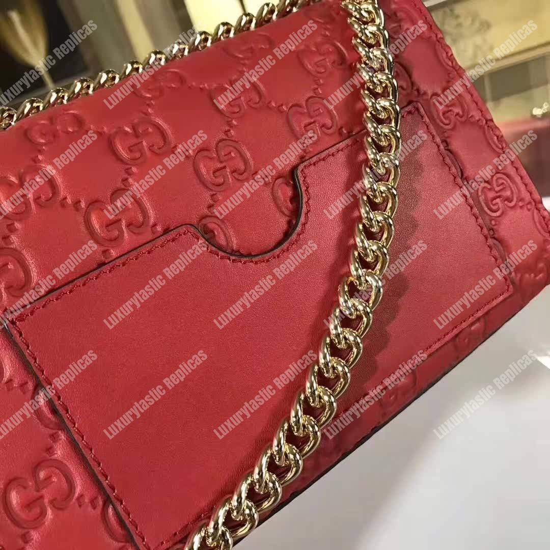 G*u*i padlock small signature shoulder bag red