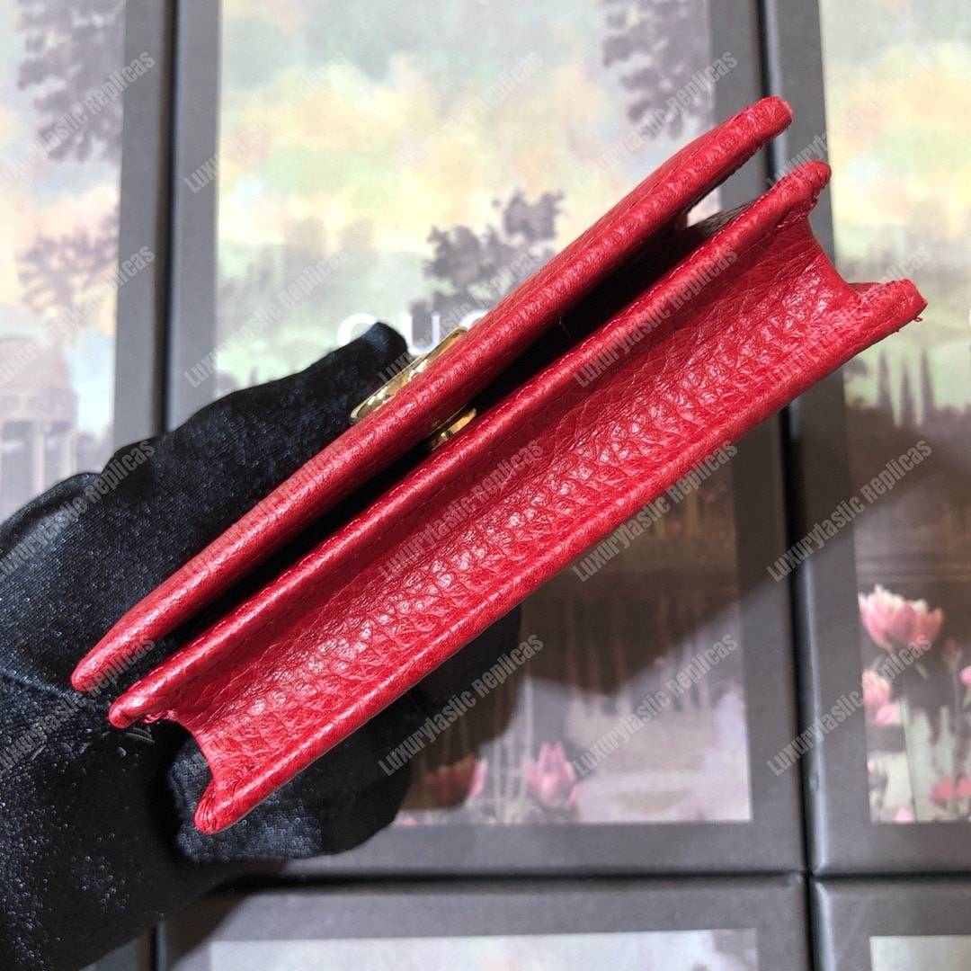 G*u*i leather card case hibiscus red