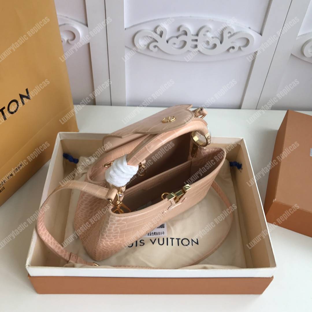 LV Capuccines BB Crocodilien Mat Dune